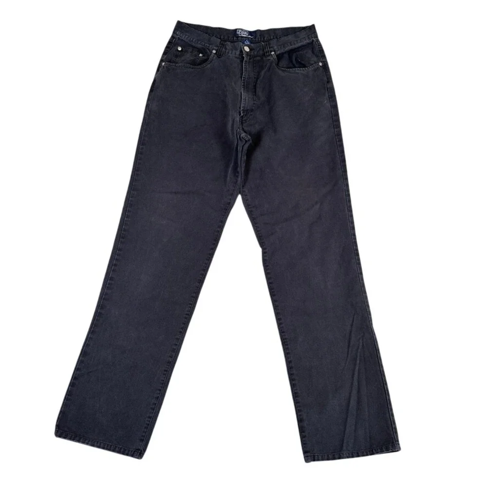 Vintage Polo Ralph Lauren Mens Black Canvas Straight Leg Pants 32x32 Workwear